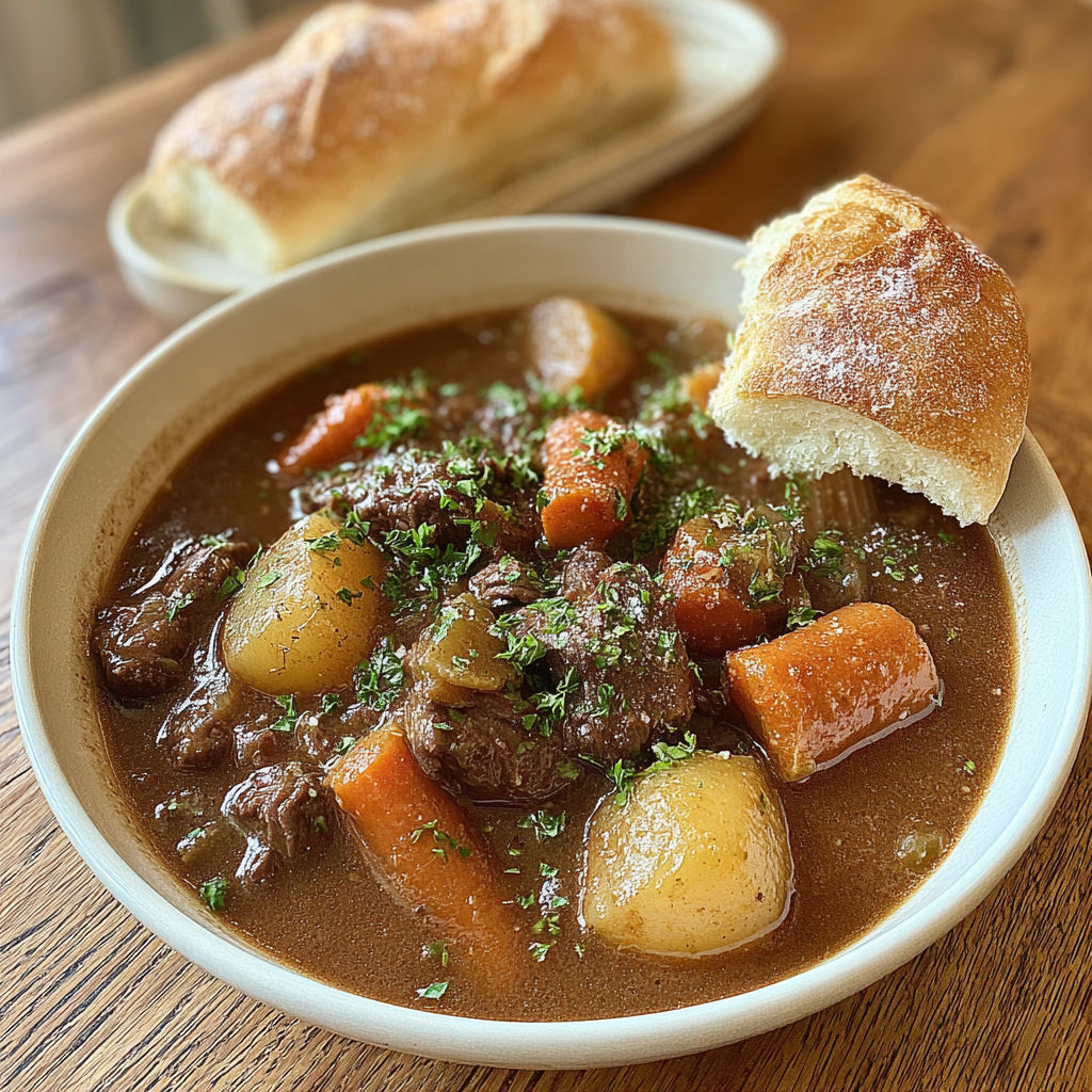 A bowl of soup with carrots and meat.