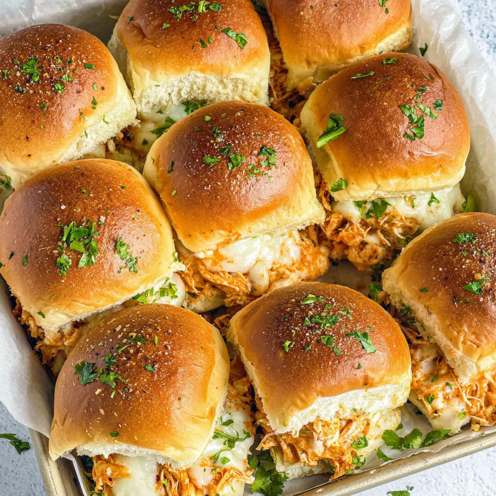 A tray of sandwiches with meat and cheese.