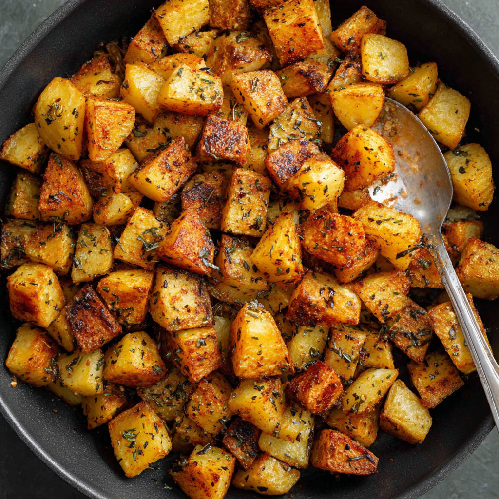 A bowl of crispy breakfast potatoes.