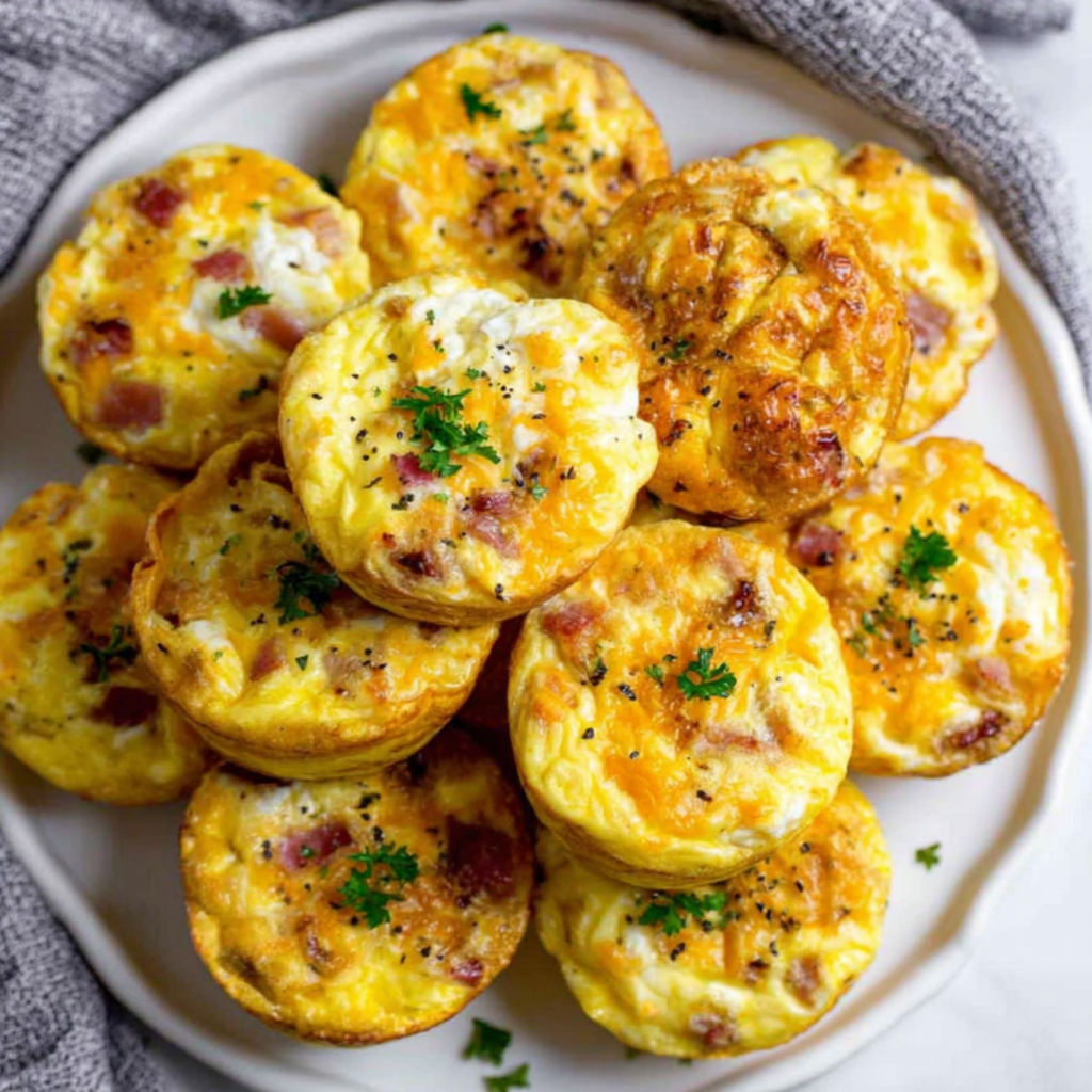 A plate of cottage cheese egg bites.